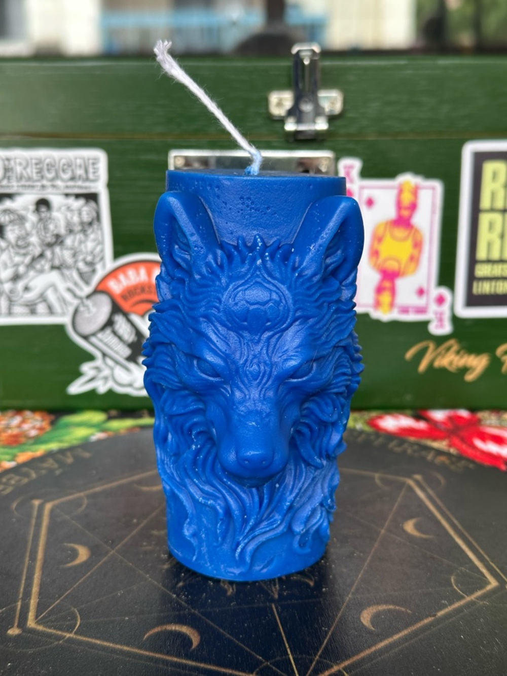 Blue Wolf Totem Candle – Hand Poured Spell Candle – Protection & Strength